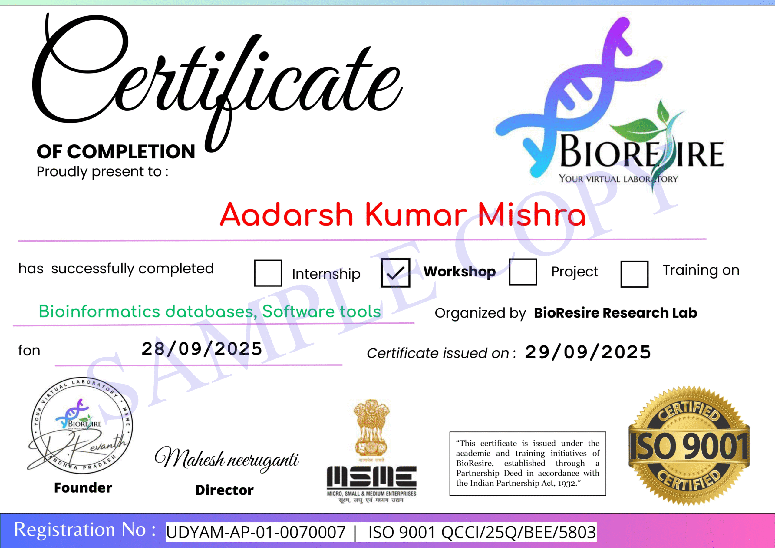 BioResire Certificate